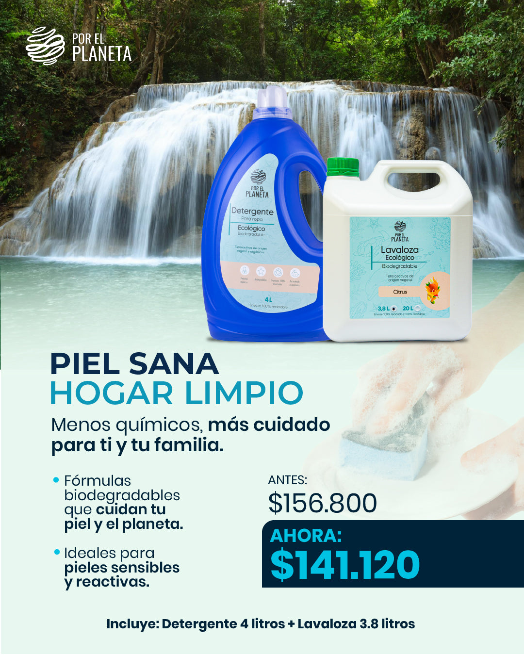 Kit Piel Sana Hogar Limpio – Detergente 4L + Lavaloza 3.8L
