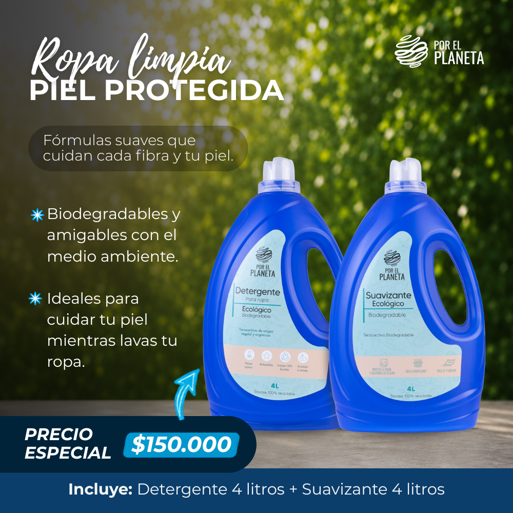 Kit Ropa Limpia Piel Protegida – Detergente 4L + Suavizante 4L